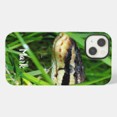 芝生の中のボールパイソンヘビ iPhoneケース (裏面横)
