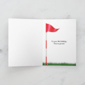 芝生の中の71番目の誕生日ゴルフボール カード (内部)