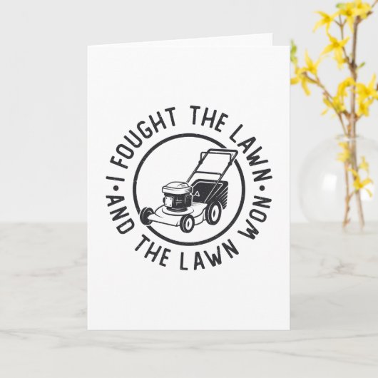 芝生の刈り込み私は芝生を戦い、芝生が勝った カード (黄色い花)