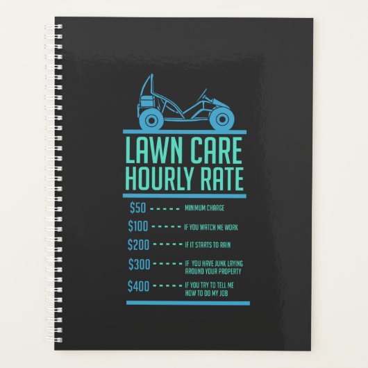 芝生の刈り込み – 気に毎時料金 プランナー手帳 (正面)