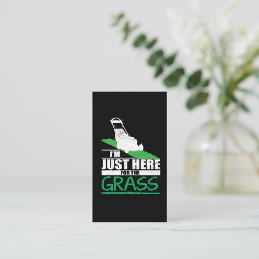 芝生の心配のおもしろいな芝刈機の草の刈ること 名刺 (スタンド正面)