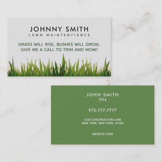 芝生の心配のスローガンの名刺 名刺 (正面/裏面)