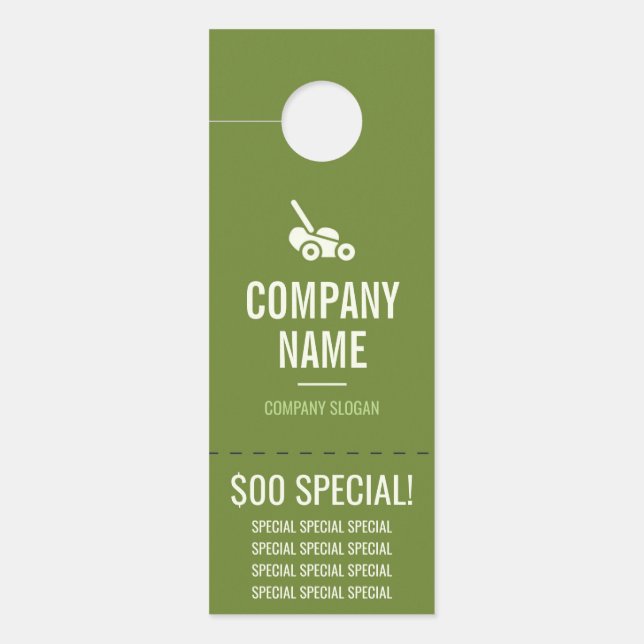 芝生の心配のドア・ハンガー ドアノブサイン (正面)