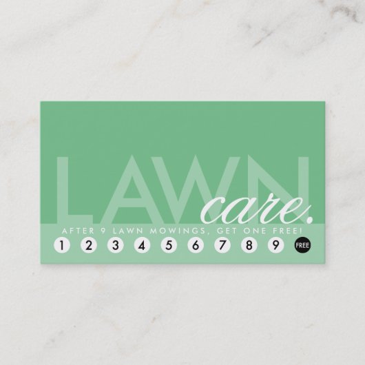 芝生の心配はプログラムに報酬を与えます ロイヤリティカード (正面)