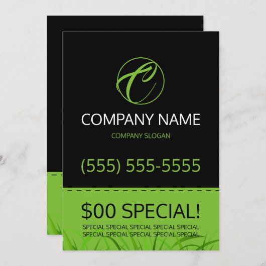 芝生の心配5x7のフライヤ 招待状 (正面/裏面)