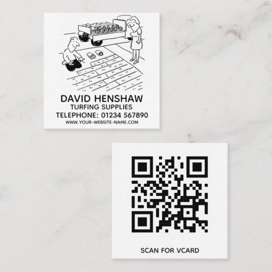 芝生の敷設と芝生用品 スクエア名刺 (正面/裏面)