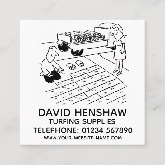 芝生の敷設と芝生用品 スクエア名刺 (正面)