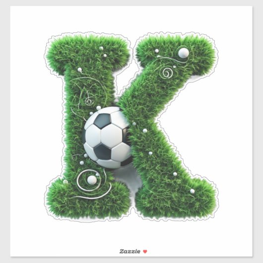 芝生の文字Kとサッカーボール シール (シート)