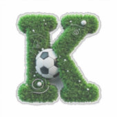 芝生の文字Kとサッカーボール シール (正面)