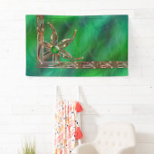 芝生の旗として緑 横断幕 (インサイチュ)