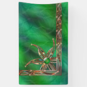 芝生の旗として緑 横断幕 (縦)