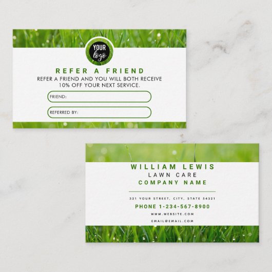 芝生の気にビジネスロゴ造園紹介カード 名刺 (正面/裏面)
