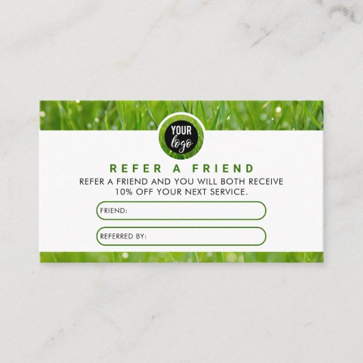 芝生の気にビジネスロゴ造園紹介カード 名刺 (正面)