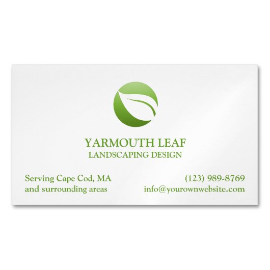 芝生の気にリーフのロゴ マグネット名刺 (正面)