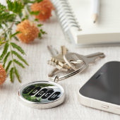 芝生の白黒サッカーボール キーホルダー (側面)