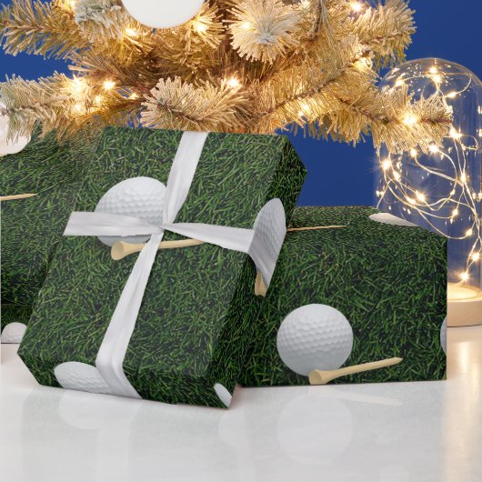 芝生の背景にゴルフボール ラッピングペーパー (クリスマス)