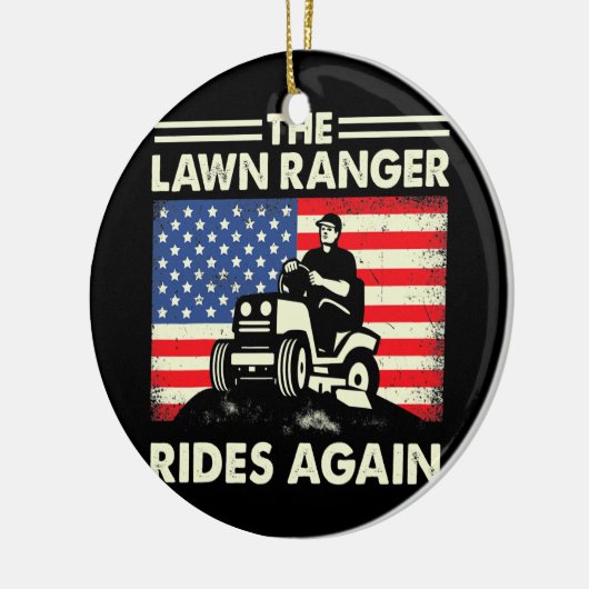 芝生の芝刈り芝生再び芝生に乗る セラミックオーナメント (左)