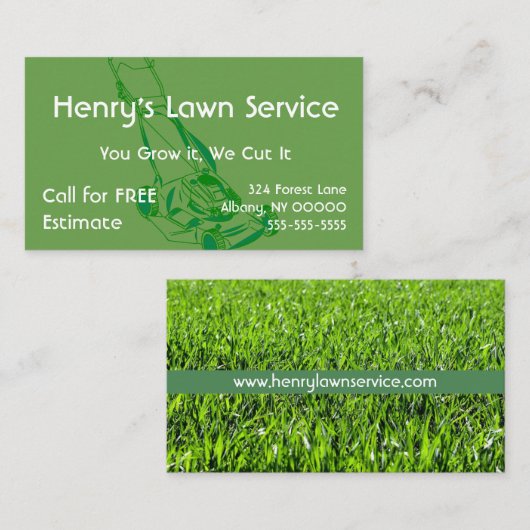 芝生の芝生のサービス業カード 名刺 (正面/裏面)