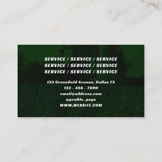 芝生の草刈りグリーンのトーン 名刺 (裏面)