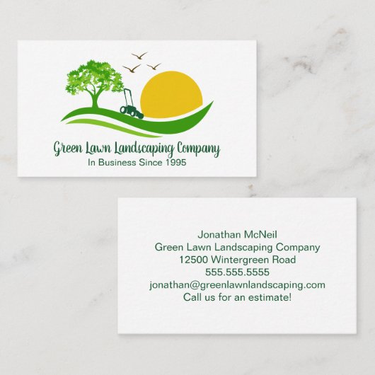 芝生の草刈りサービスキュート造園サン 名刺 (正面/裏面)