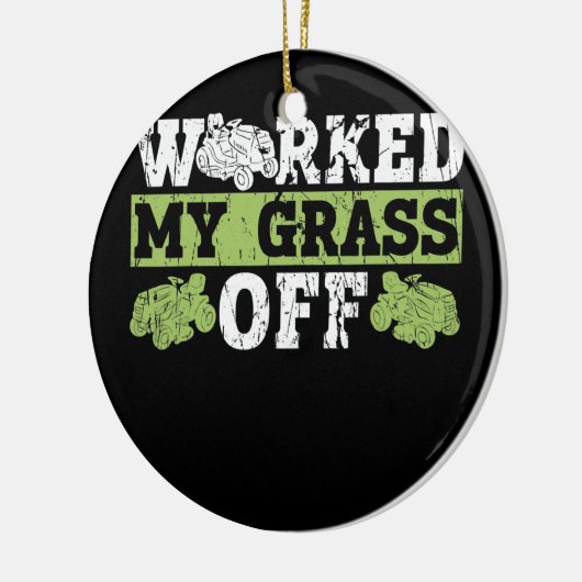 芝生の草刈りパパ芝生から私の草をおもしろい作った セラミックオーナメント (左)