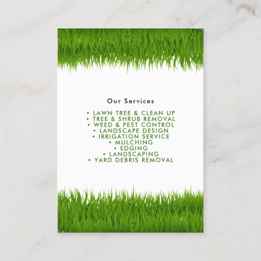 芝生の草刈り切断サービス気に 名刺 (裏面)