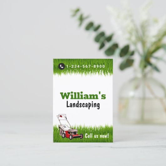 芝生の草刈り切断サービス気に 名刺 (スタンド正面)