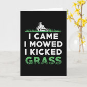芝生の草刈り来私は私は草の刈り取りを蹴った刈り込み カード (黄色い花)