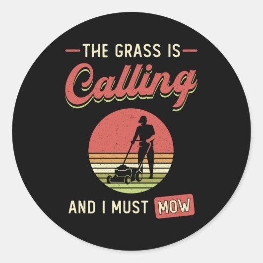 芝生の草刈り草が庭の芝刈りを呼んでいる ラウンドシール (正面)