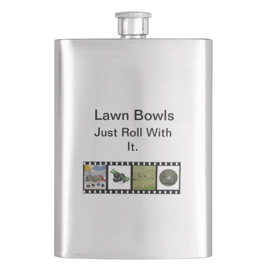 芝生の転が鉢とスキットル フラスク (正面)