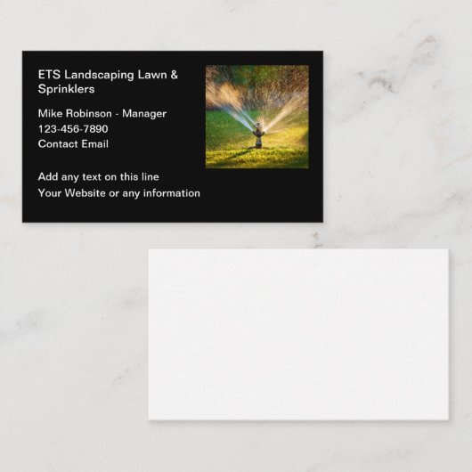 芝生の造園とスプリンクラーの名刺 名刺 (正面/裏面)