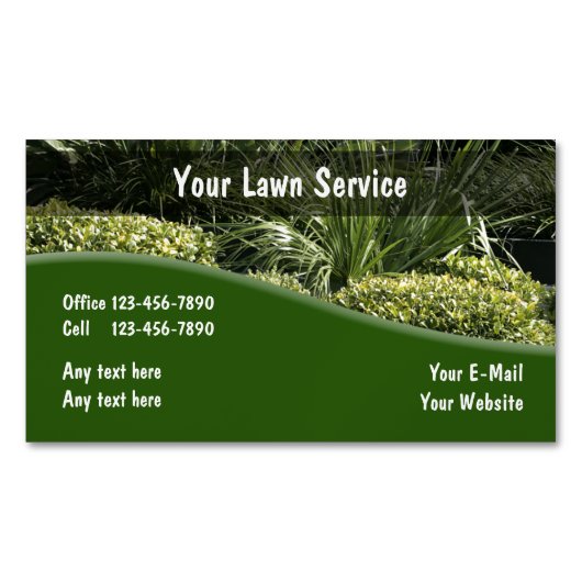 芝生の造園のデザイン マグネット名刺 (正面)