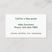 芝生の造園サービス 名刺 (裏面)