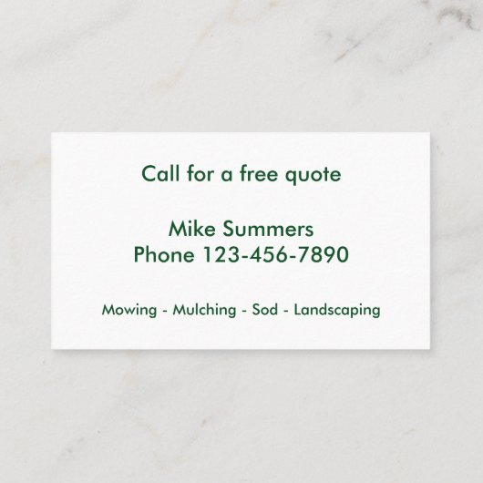 芝生の造園サービス 名刺 (裏面)