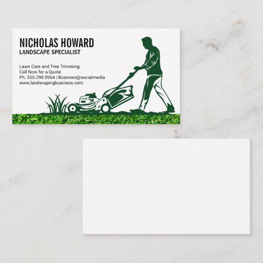 芝生を刈る人 | 造園 名刺 (正面/裏面)