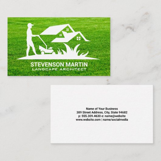 芝生を刈る男 | グラス 名刺 (正面/裏面)