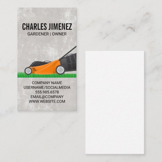 芝生を刈る芝刈り機 名刺 (正面/裏面)
