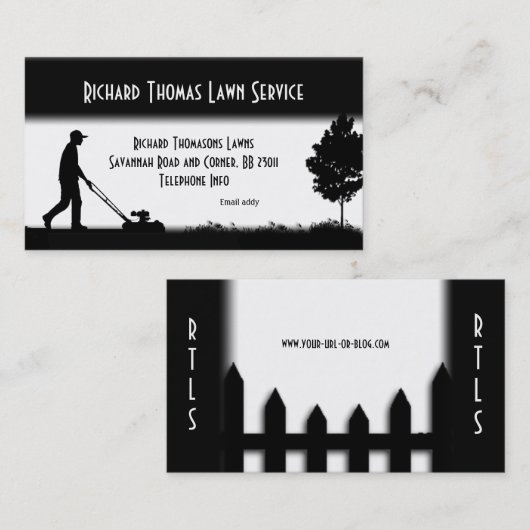 芝生サービス風景ホワイトビジネスカード 名刺 (正面/裏面)