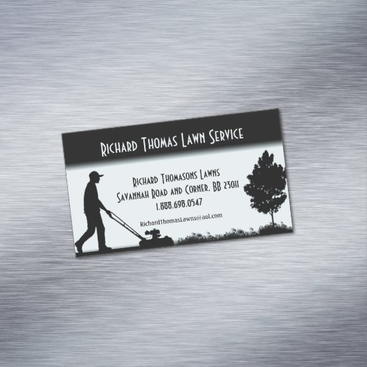 芝生サービス風景ライトブルー マグネット名刺 (インサイチュ)