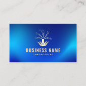 芝生スプリンクラー灌漑ブルー&金ゴールド造園 名刺 (正面)