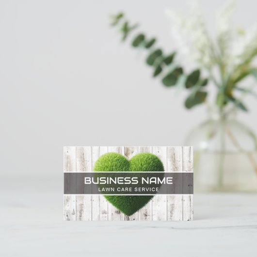 芝生ハート気に芝生と造園素朴ウッド 名刺 (スタンド正面)