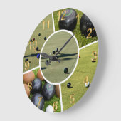 芝生ボウル5つの写真フォトコラージュ、壁時計 ラージ壁時計 (傾斜)