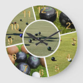 芝生ボウル5つの写真フォトコラージュ、壁時計 ラージ壁時計 (正面)