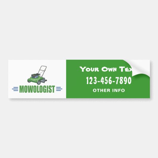 芝生ヤードの草刈り、芝生の芝生、造園の気に芝生 バンパーステッカー (正面)
