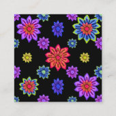 🌸芝生付き黒カラフル基台プリント スクエア名刺 (裏面)