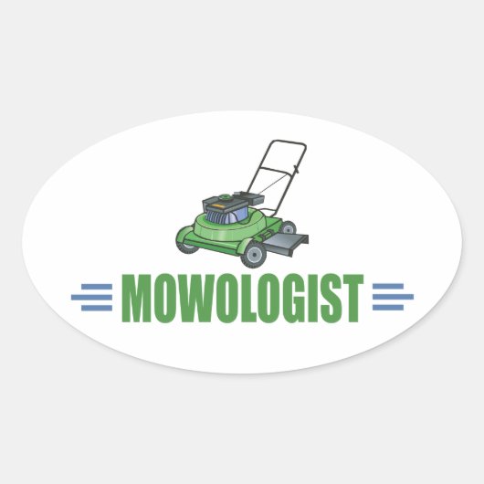 芝生刈り、モウローンズ、造園芝生気に 楕円形シール (正面)