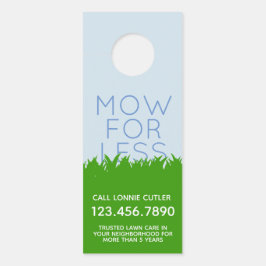 芝生刈るサービスドア・ハンガーの名刺 ドアノブサイン