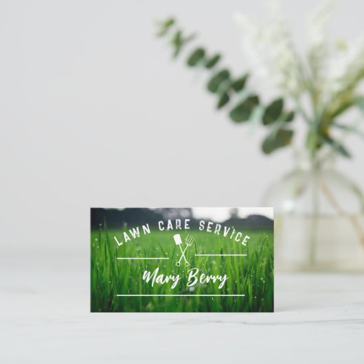 芝生気にとランドスケープ造園サービスロゴ 名刺 (スタンド正面)