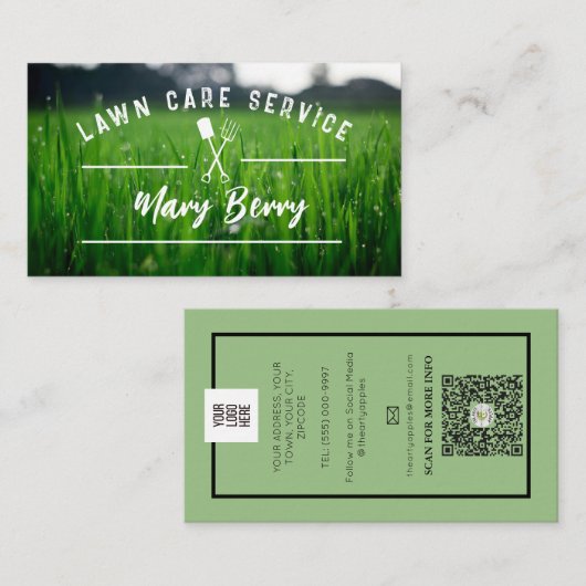芝生気にとランドスケープ造園サービスロゴ 名刺 (正面/裏面)