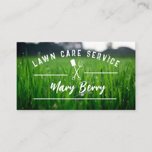 芝生気にとランドスケープ造園サービスロゴ 名刺 (正面)